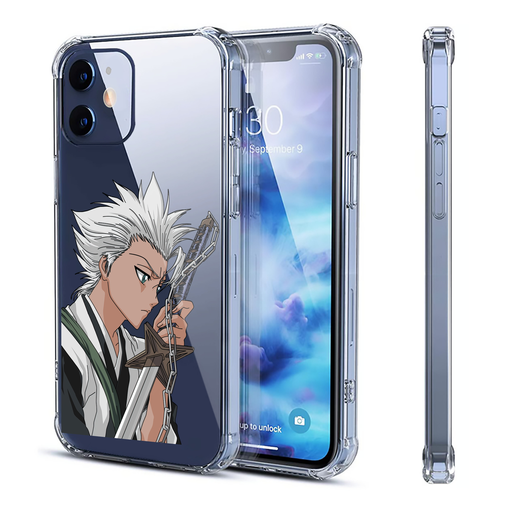 （画像用） ブリーチ 日番谷冬獅郎（ひつがや とうしろう） BLEACH Hitsugaya Toushirou 【iPhone 12シリーズ対応】透明スマホケース（クリアソフトケース）